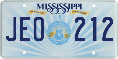MS license plate JEO212