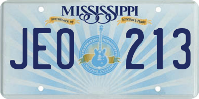 MS license plate JEO213