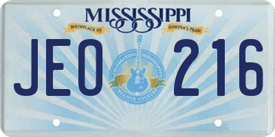 MS license plate JEO216