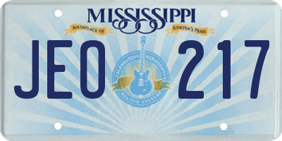 MS license plate JEO217