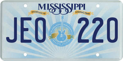 MS license plate JEO220