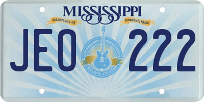 MS license plate JEO222