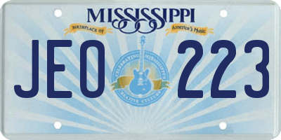 MS license plate JEO223