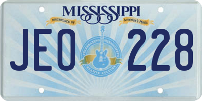 MS license plate JEO228