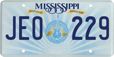 MS license plate JEO229