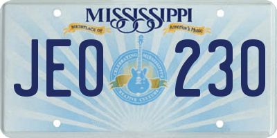 MS license plate JEO230