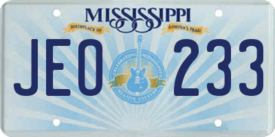 MS license plate JEO233