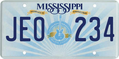 MS license plate JEO234