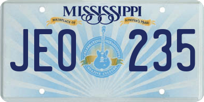 MS license plate JEO235