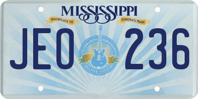 MS license plate JEO236