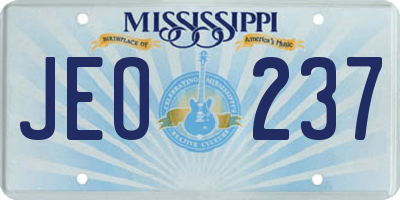 MS license plate JEO237