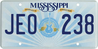 MS license plate JEO238