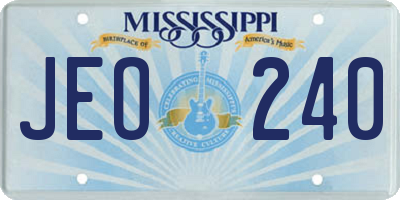 MS license plate JEO240