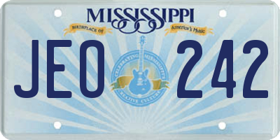 MS license plate JEO242