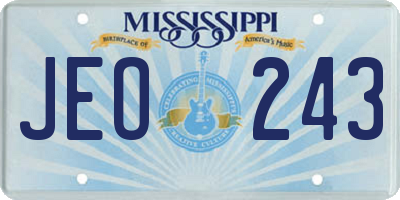 MS license plate JEO243