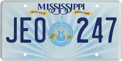 MS license plate JEO247