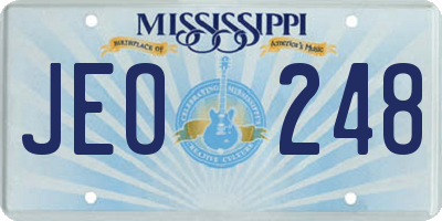 MS license plate JEO248