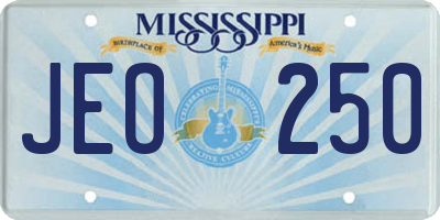 MS license plate JEO250