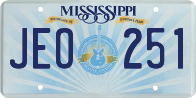 MS license plate JEO251