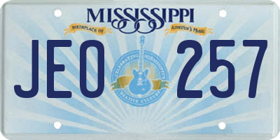 MS license plate JEO257