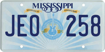 MS license plate JEO258