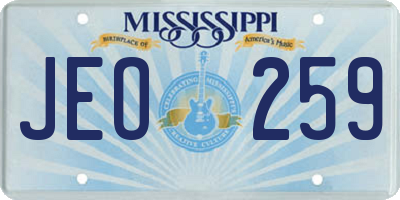 MS license plate JEO259