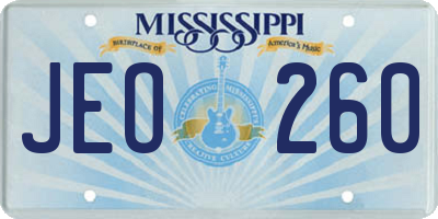 MS license plate JEO260