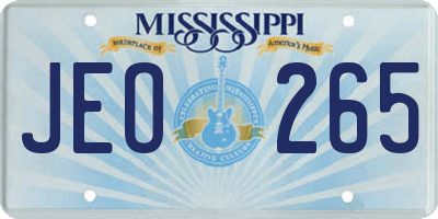 MS license plate JEO265