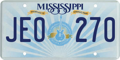 MS license plate JEO270