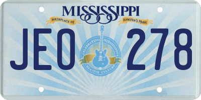 MS license plate JEO278