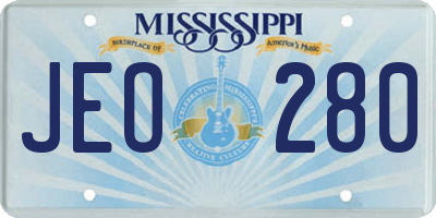 MS license plate JEO280