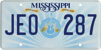 MS license plate JEO287