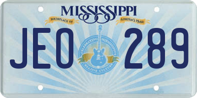 MS license plate JEO289