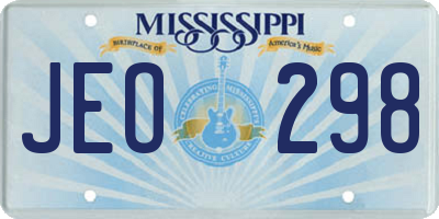 MS license plate JEO298