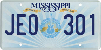 MS license plate JEO301
