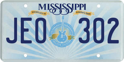 MS license plate JEO302