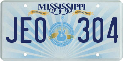 MS license plate JEO304