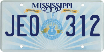MS license plate JEO312