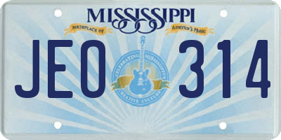 MS license plate JEO314