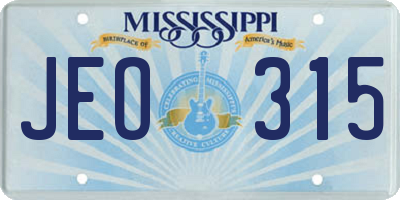MS license plate JEO315