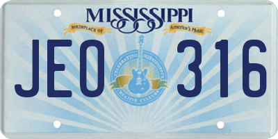 MS license plate JEO316