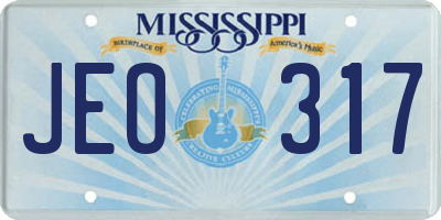MS license plate JEO317