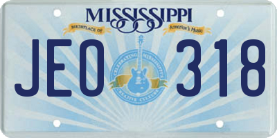 MS license plate JEO318
