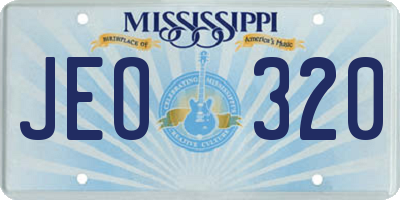 MS license plate JEO320