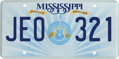 MS license plate JEO321