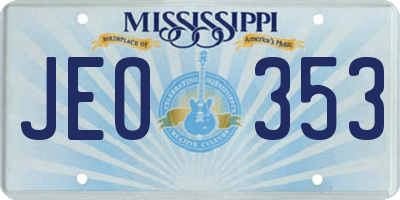MS license plate JEO353