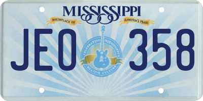 MS license plate JEO358