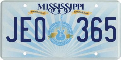 MS license plate JEO365