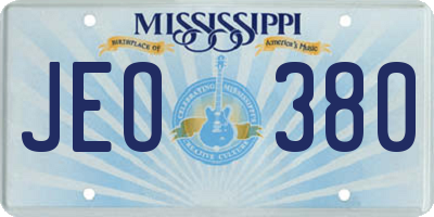 MS license plate JEO380
