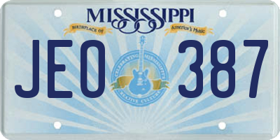 MS license plate JEO387